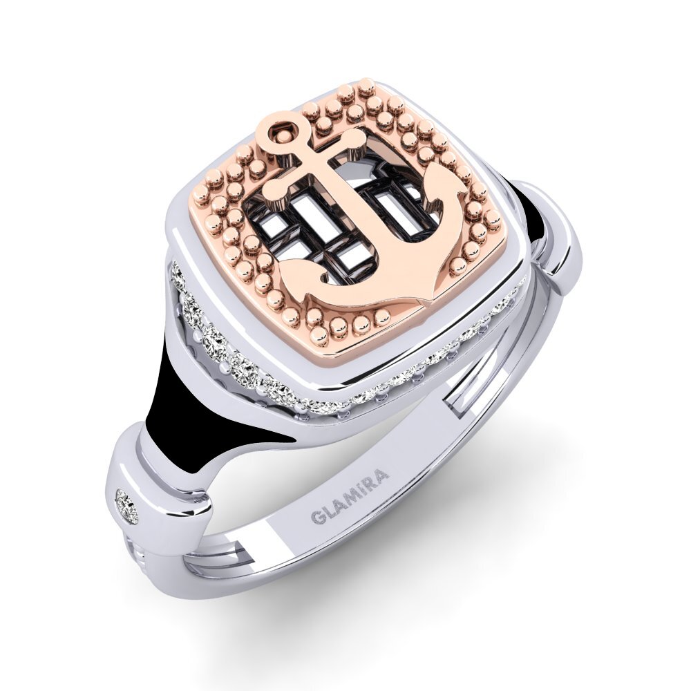 14ct White & Rose Gold Moissanite Men's Ring Motonga