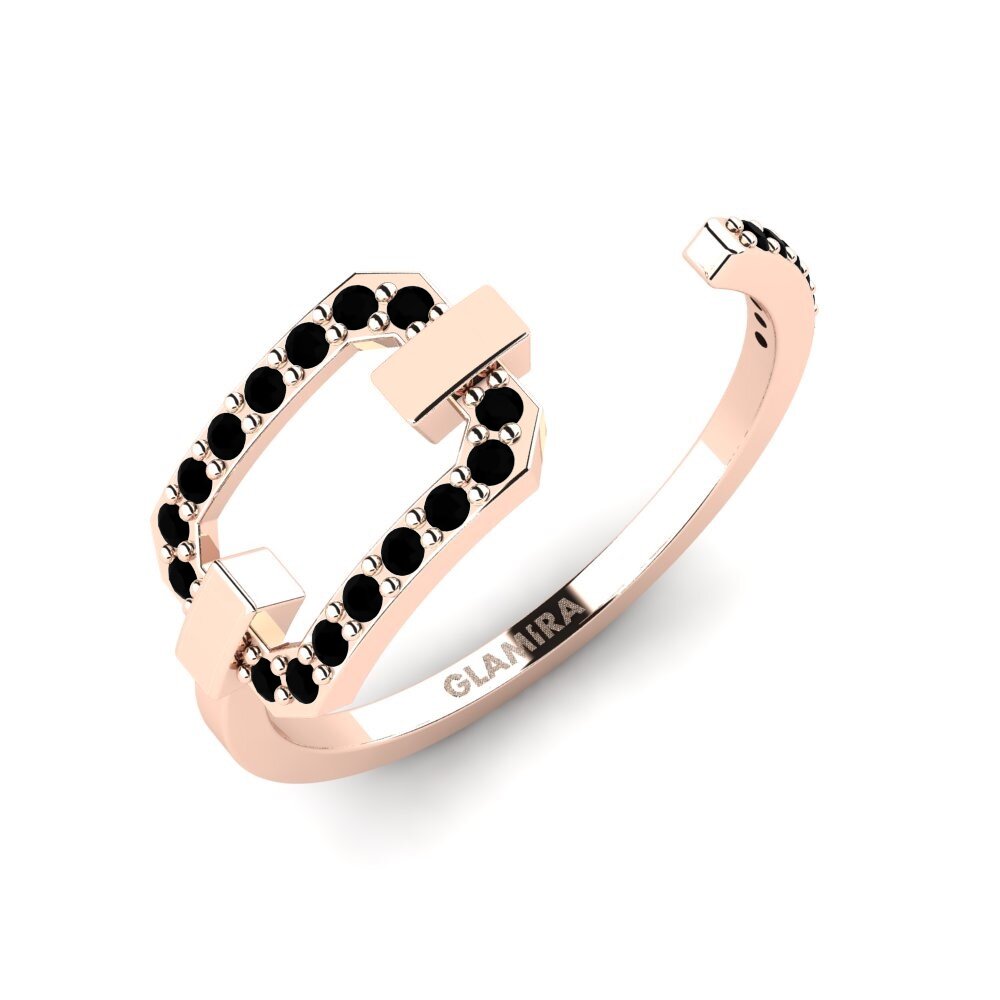 14k Oro Rosa Ónix Negro Anillo Mrekulli