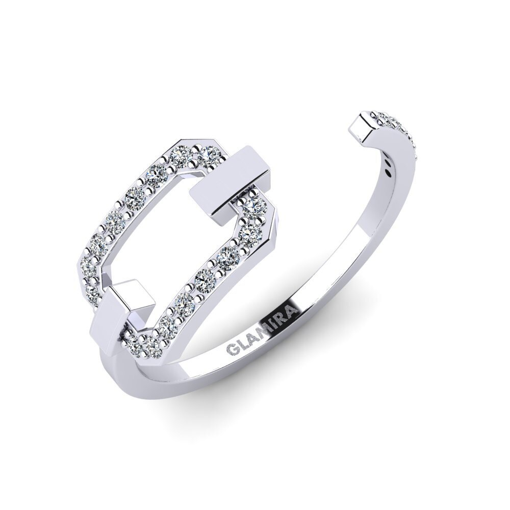 14k Oro Blanco Circonita Anillo Mrekulli