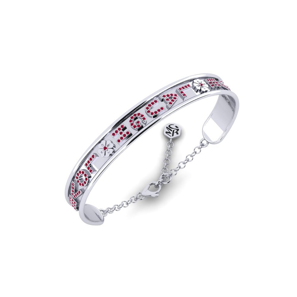 White Silver Ruby Women's Bracelet Mtengo