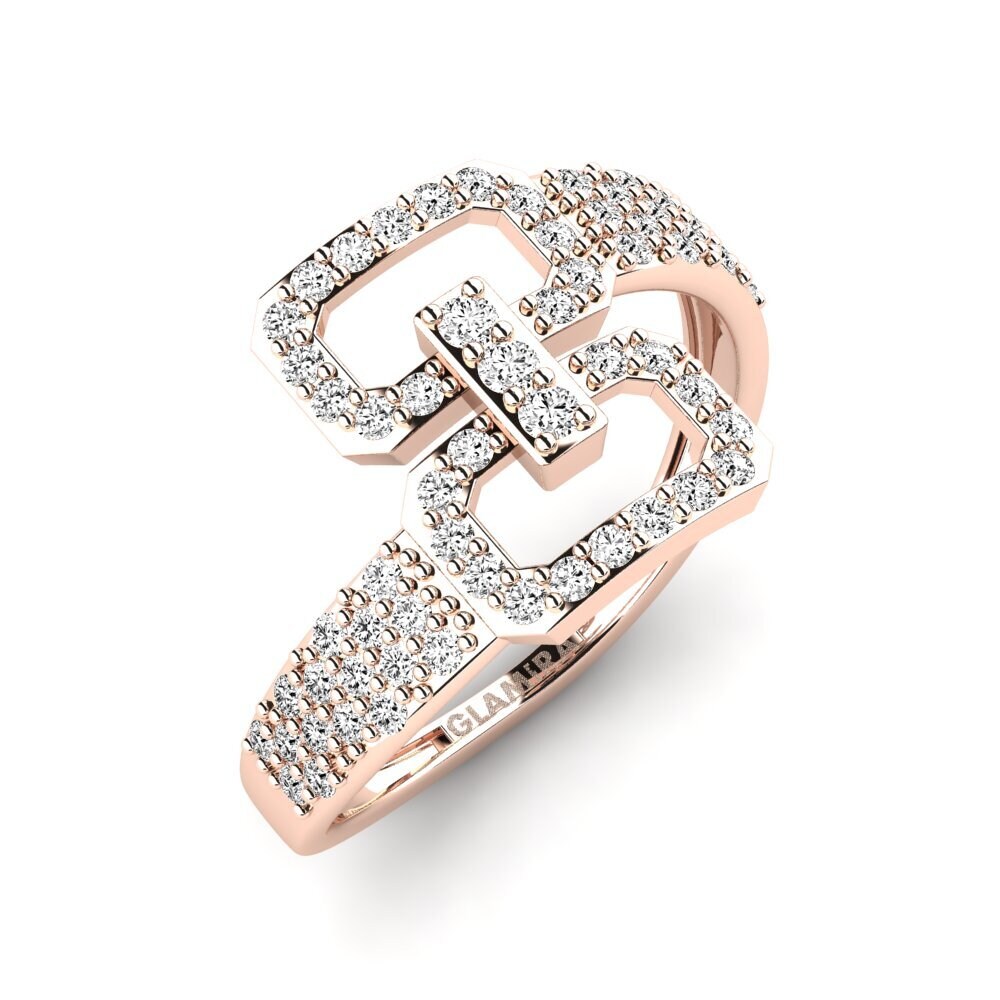 14k Oro Rosa Moissanita Anillo Mucjiso