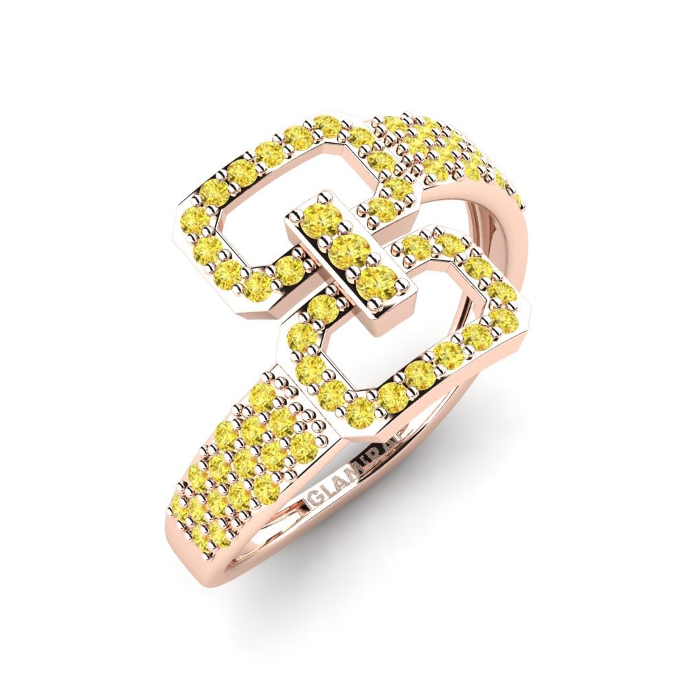 9k Oro Rosa Zafiro amarillo Anillo Mucjiso