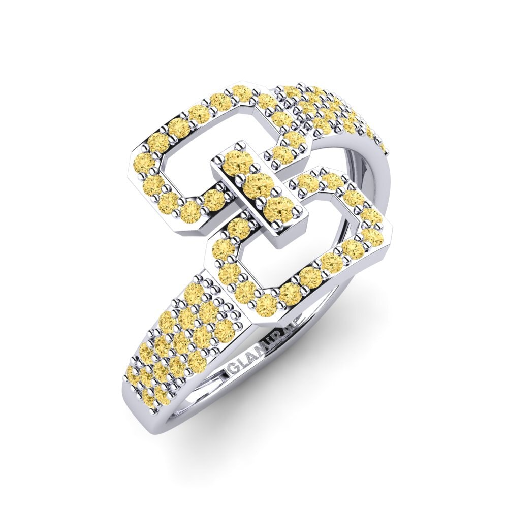 Plata 925 Diamante Amarillo Anillo Mucjiso