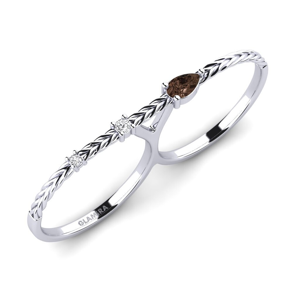White Silver Smoky Quartz Ring Muktas
