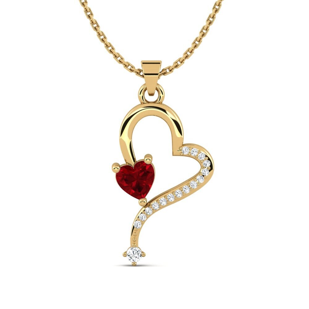 14k Yellow Gold Red Zirconia Women's Pendant Mulenga