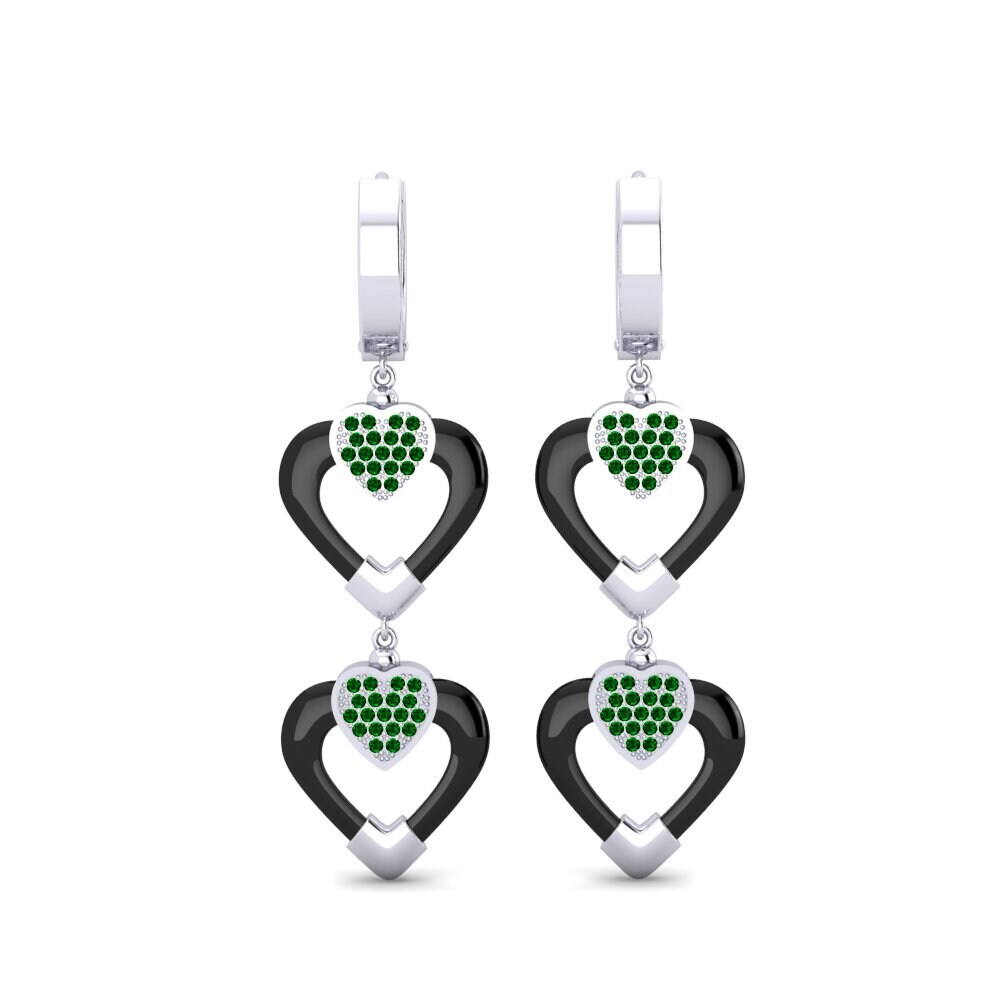 950 Platinum Green Zirconia Women's Earring Mulhern