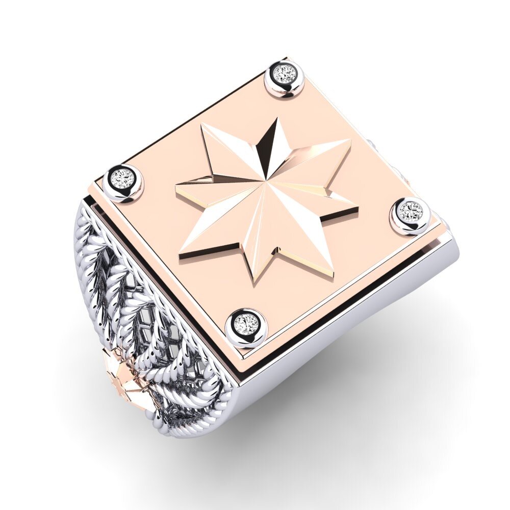 14ct White & Rose Gold Moissanite Men's Ring Murdony