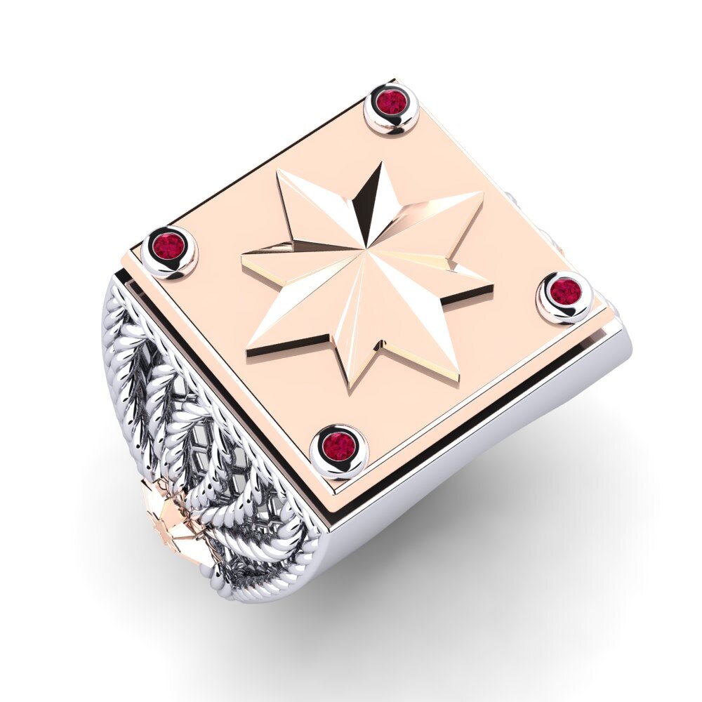 14ct White & Rose Gold Ruby Men's Ring Murdony
