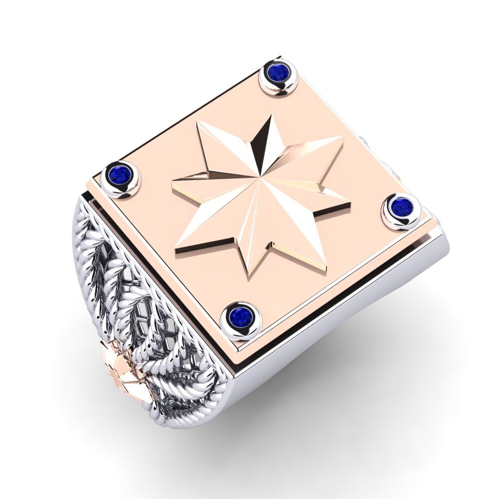 14ct White & Rose Gold Sapphire Men's Ring Murdony