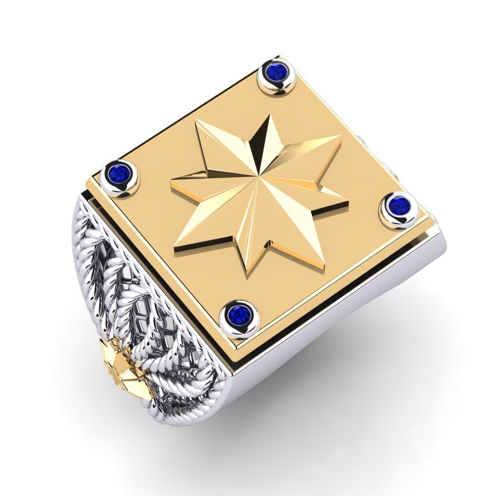 14ct White & Yellow Gold Sapphire Men's Ring Murdony