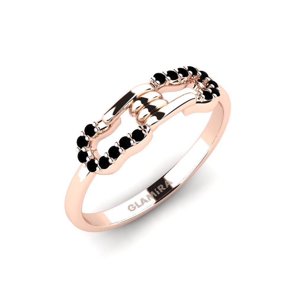14k Oro Rosa Ónix Negro Anillo Murmurous