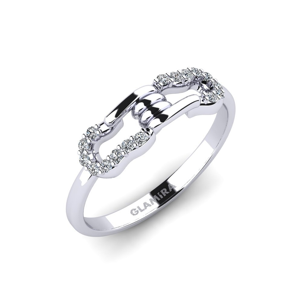 14k Oro Blanco Circonita Anillo Murmurous
