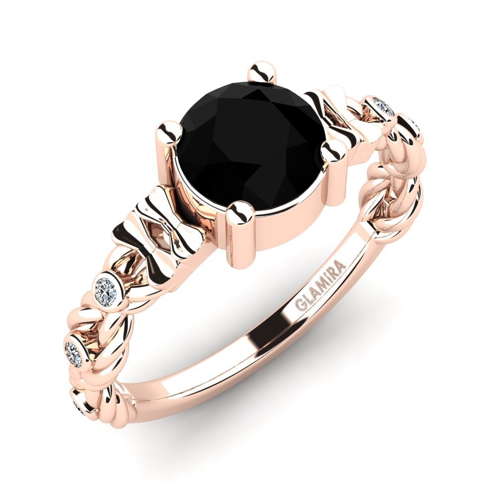 Oro Rosso 585 Diamante Nero Anello da donna Murste