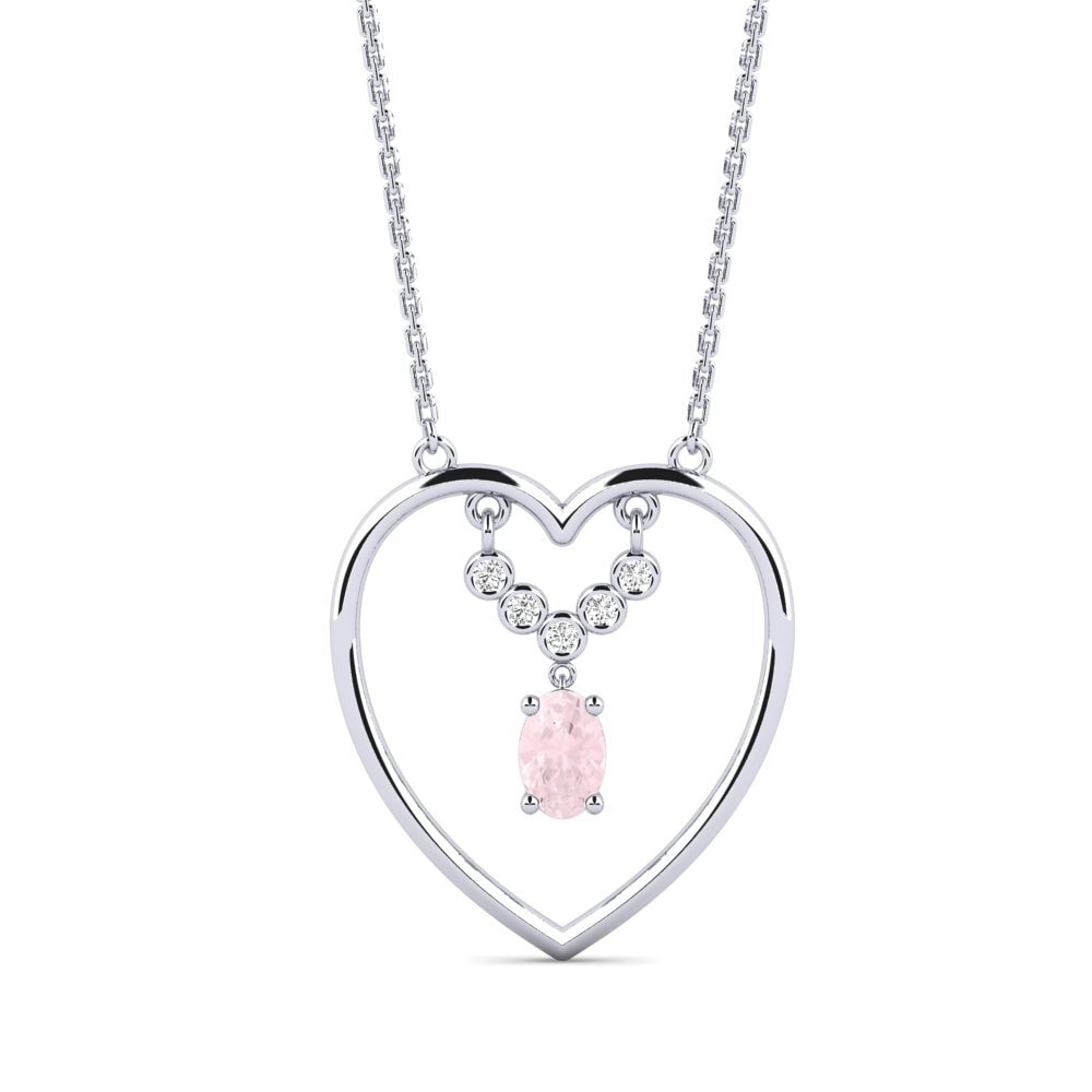 Plata 925 Cuarzo rosa Collar de Mujer Musket