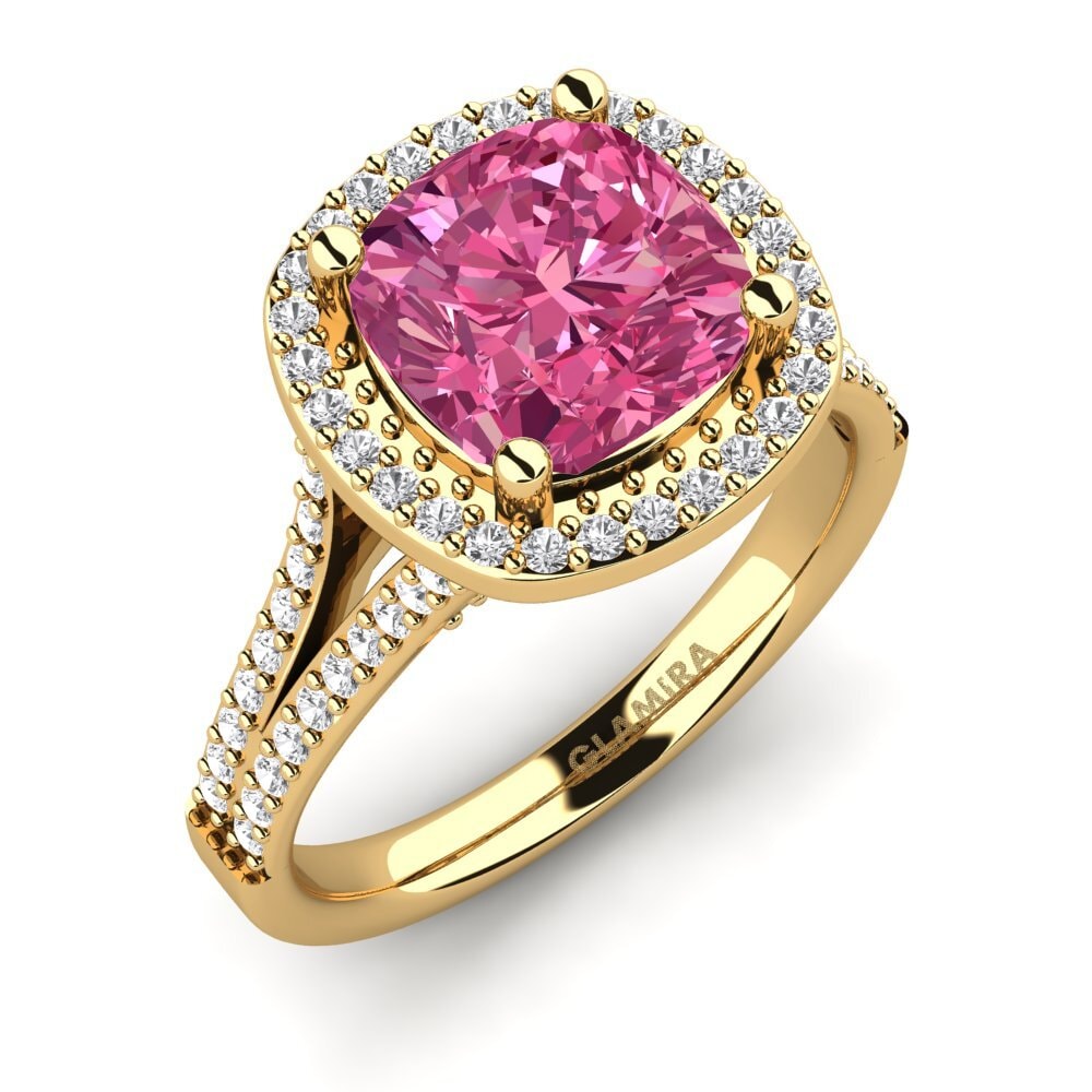 9ct Yellow Gold Pink Tourmaline Engagement Ring Mutinda