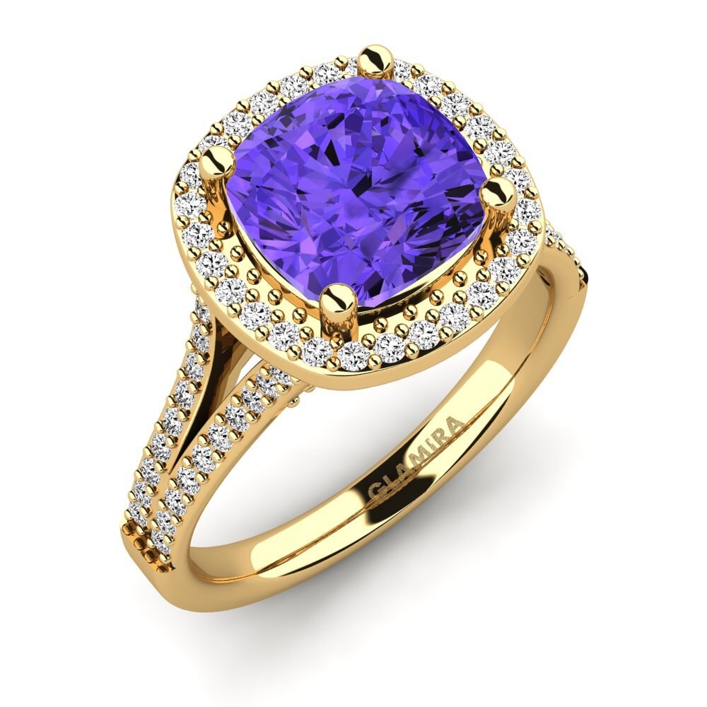 14k Oro Amarillo Tanzanita Anillo de compromiso Mutinda