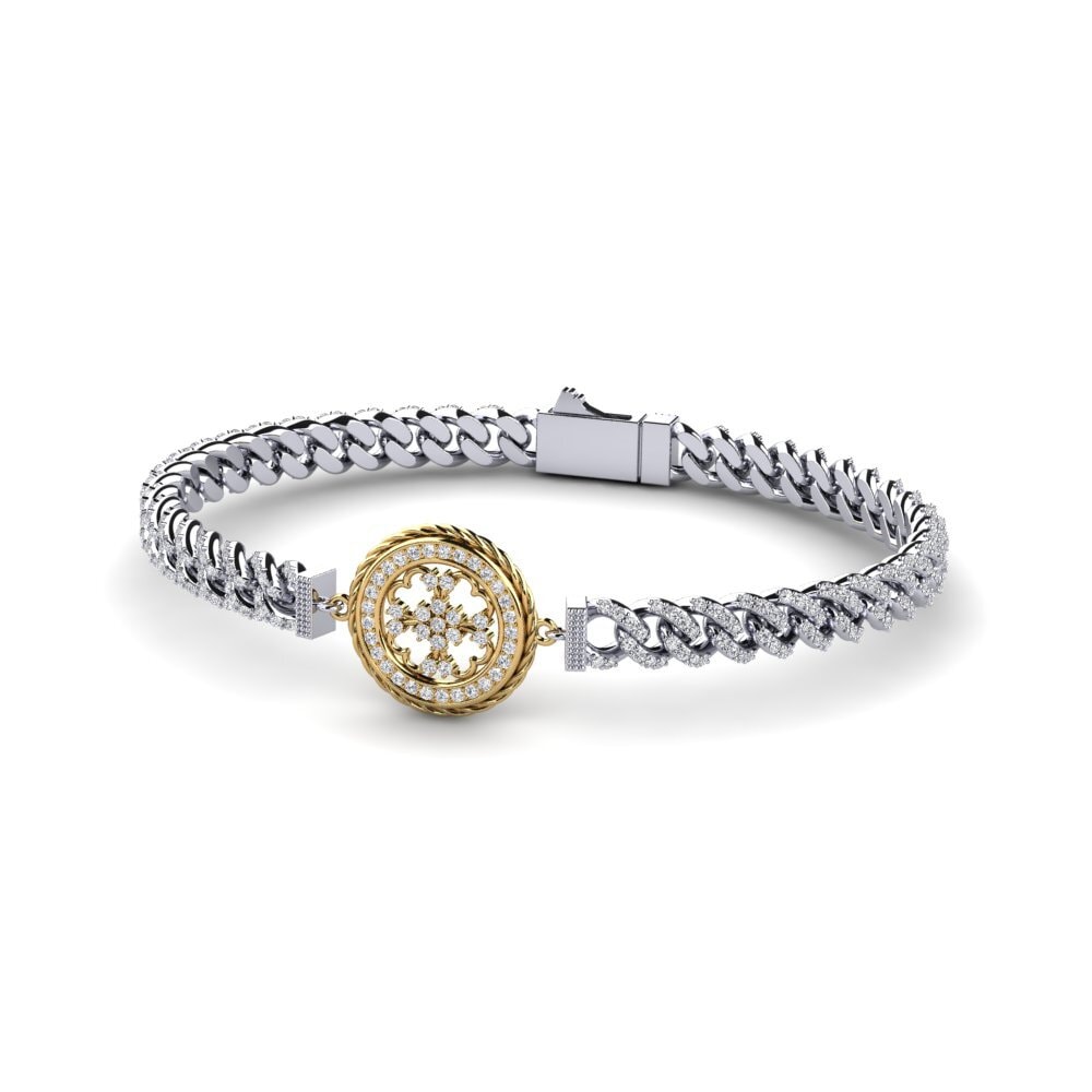 9ct White & Yellow Gold Diamond Women's Bracelet Muttonian