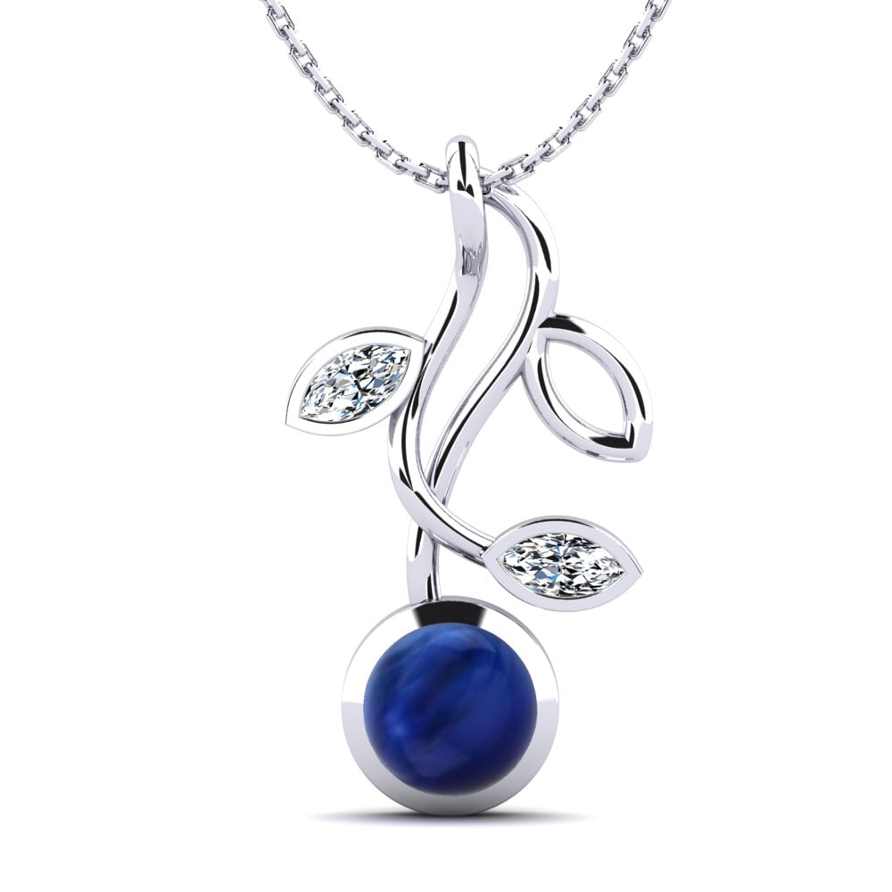 9ct White Gold Cabochon Sapphire Women's Pendant Mya