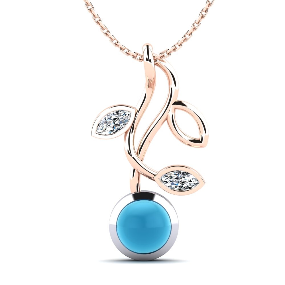 9k Oro Rosa & Blanco Topacio Azul Cabujón Colgante de Mujer Mya