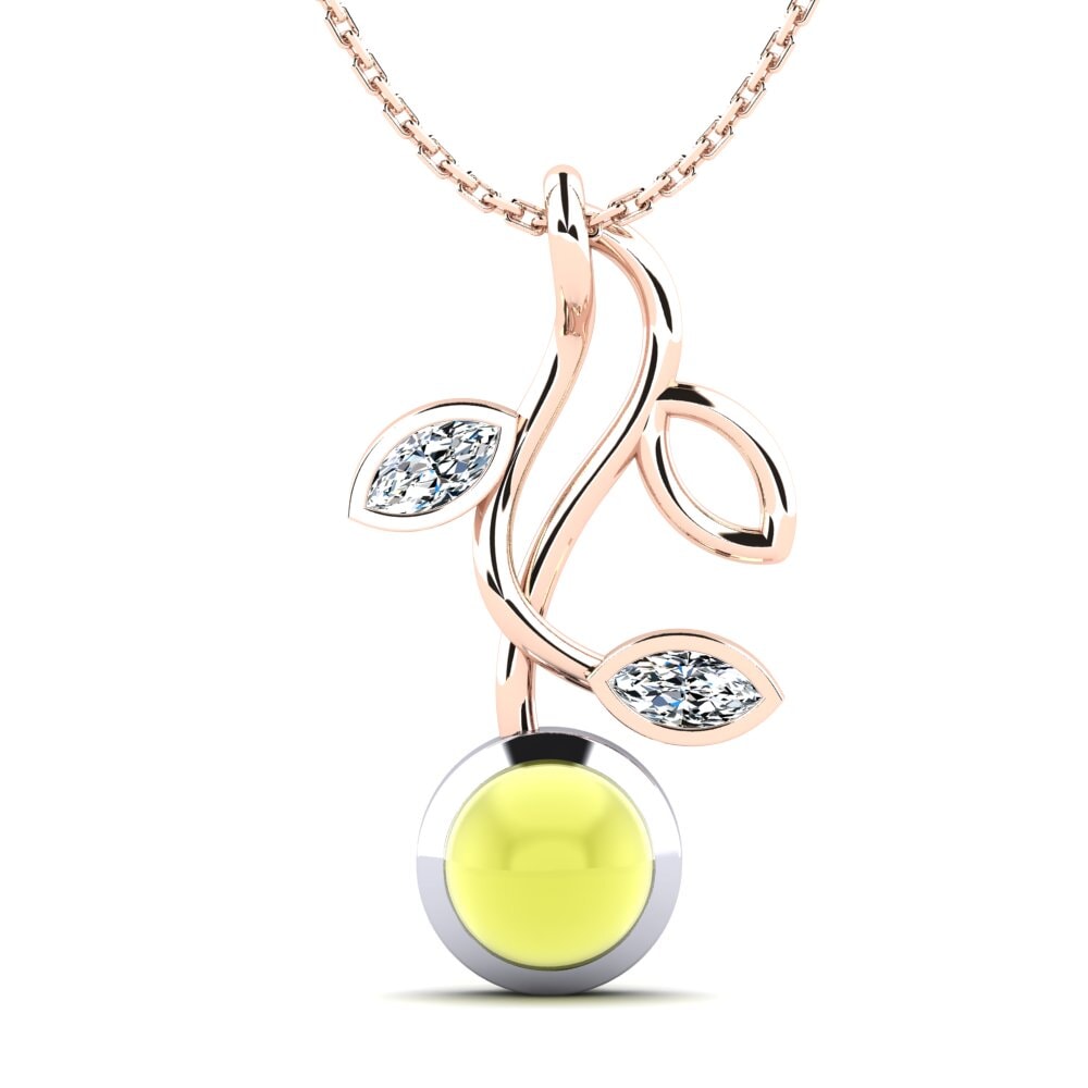 9k Oro Rosa & Blanco Topacio Limón Cabujón Colgante de Mujer Mya