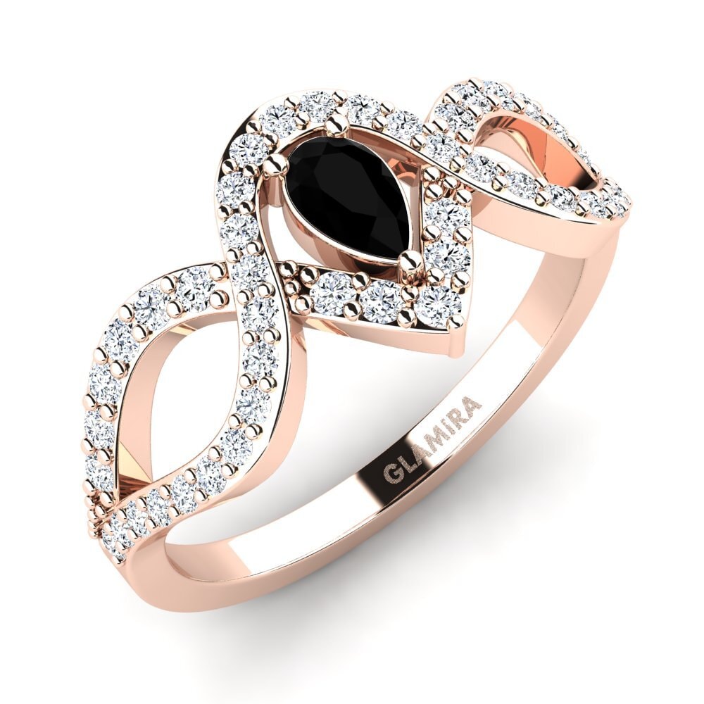 Oro Rosso 585 Diamante Nero Anello da donna Myal
