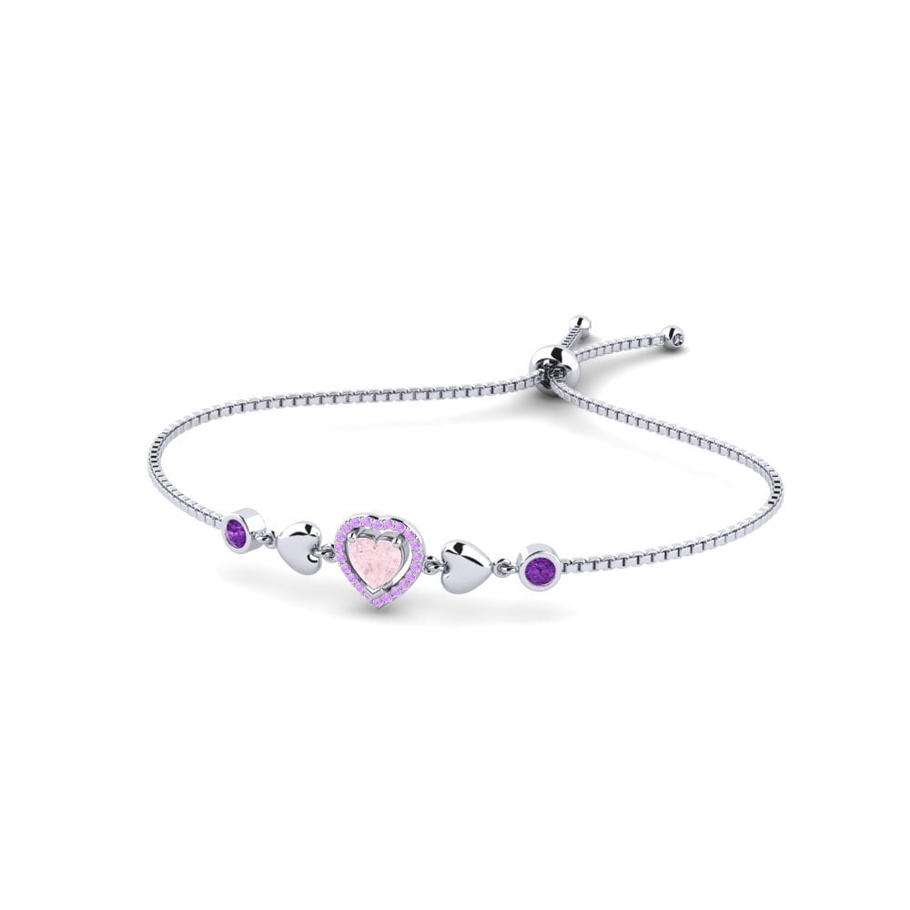 White Silver Rose Quartz Women's Bracelet Mylah