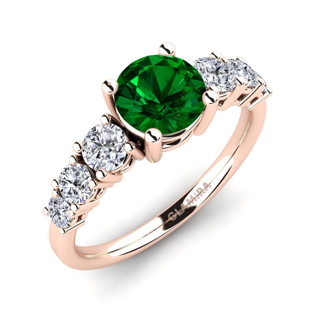 9ct Rose Gold Green Zirconia Engagement Ring Mylenda