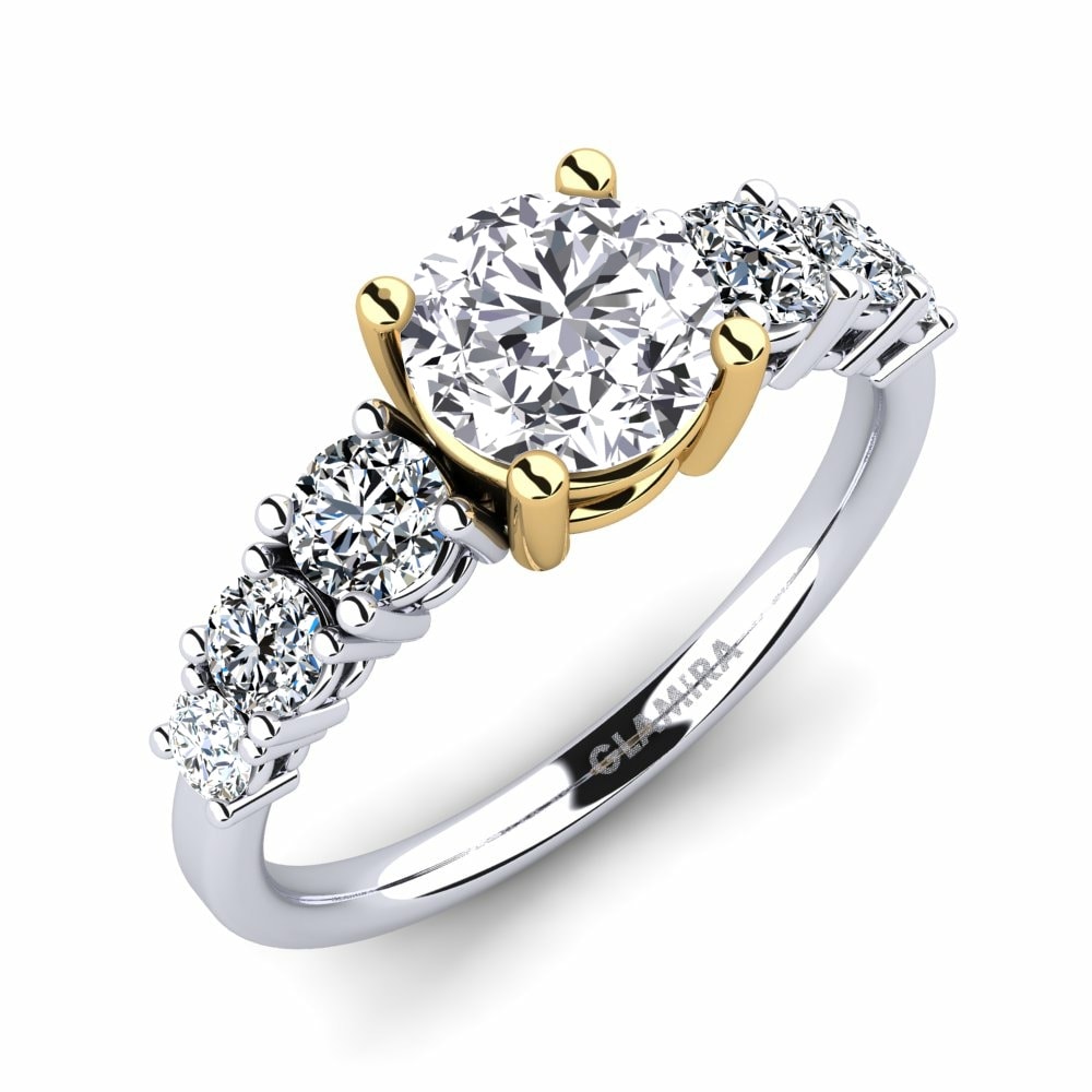 Side-Stone Engagement Rings GLAMIRA Mylenda 585 White & Yellow Gold Lab Grown Diamond