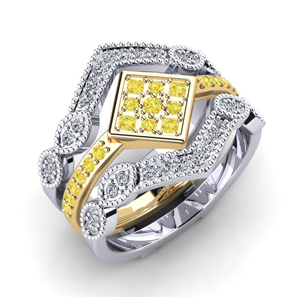 14ct White / Yellow Gold Yellow Sapphire Ring Myona SET