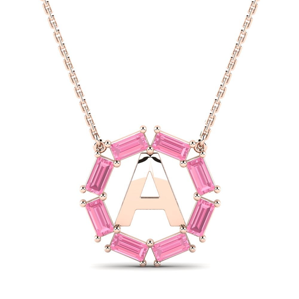 Rotgold 585 Rosa Saphir Damen halskette Myrtice A
