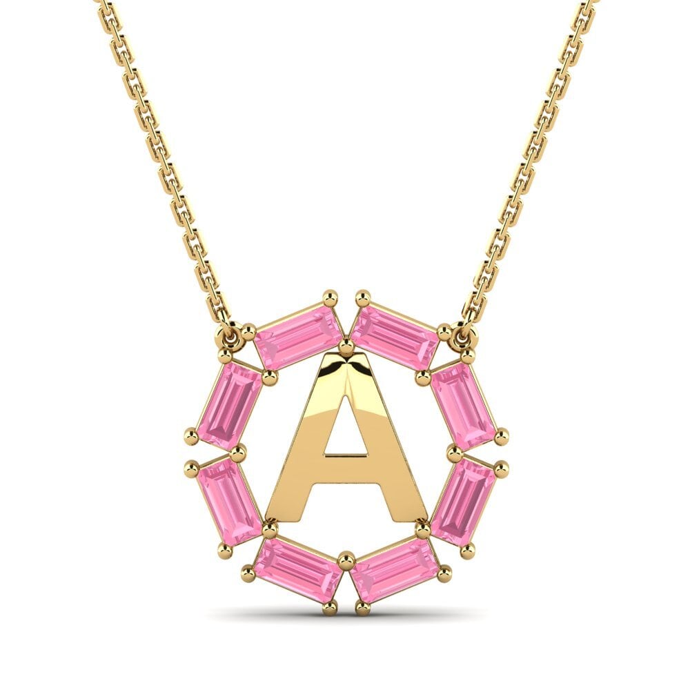 Gelbgold 750 Rosa Saphir Damen halskette Myrtice A