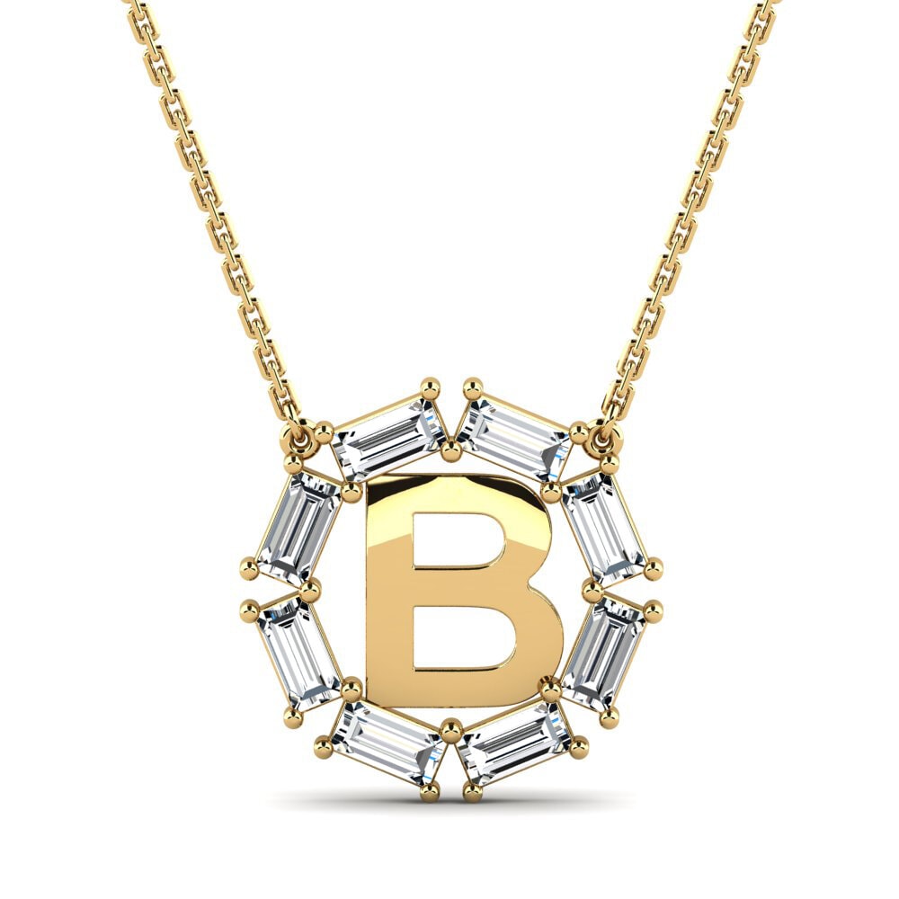 Gelbgold 585 Baguette Damen halskette Myrtice B