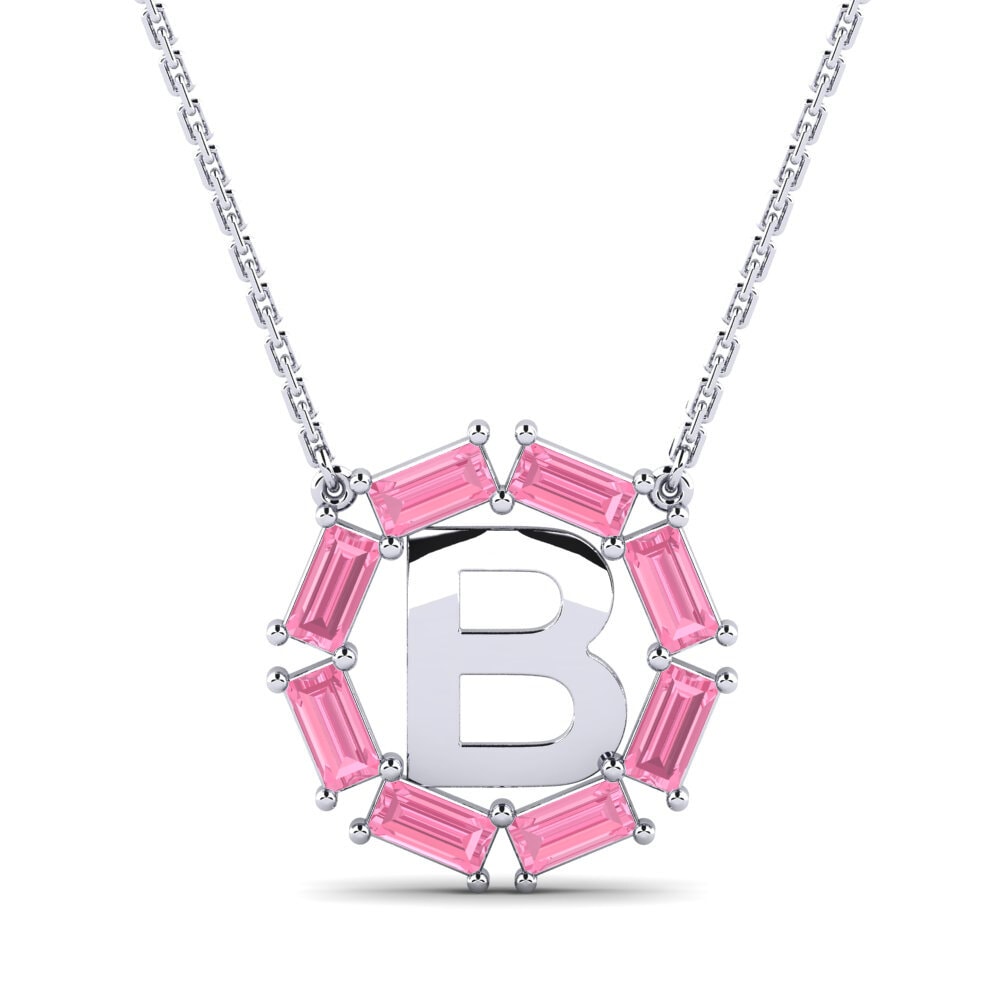 Baguette Rosa Saphir Damen halskette Myrtice B