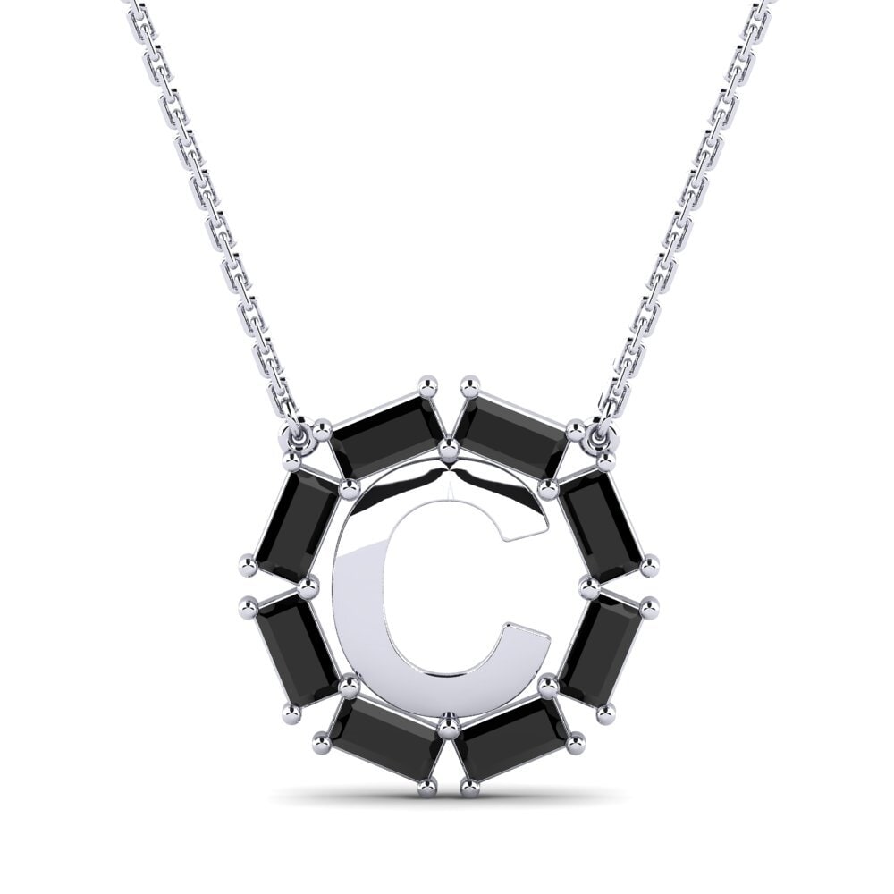 Baguette Schwarzer Diamant Damen halskette Myrtice C