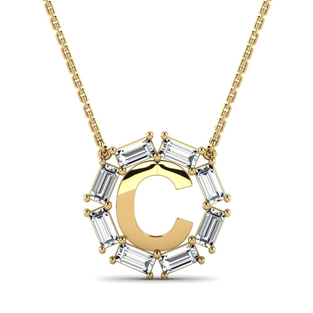 Gelbgold 585 Baguette Damen halskette Myrtice C