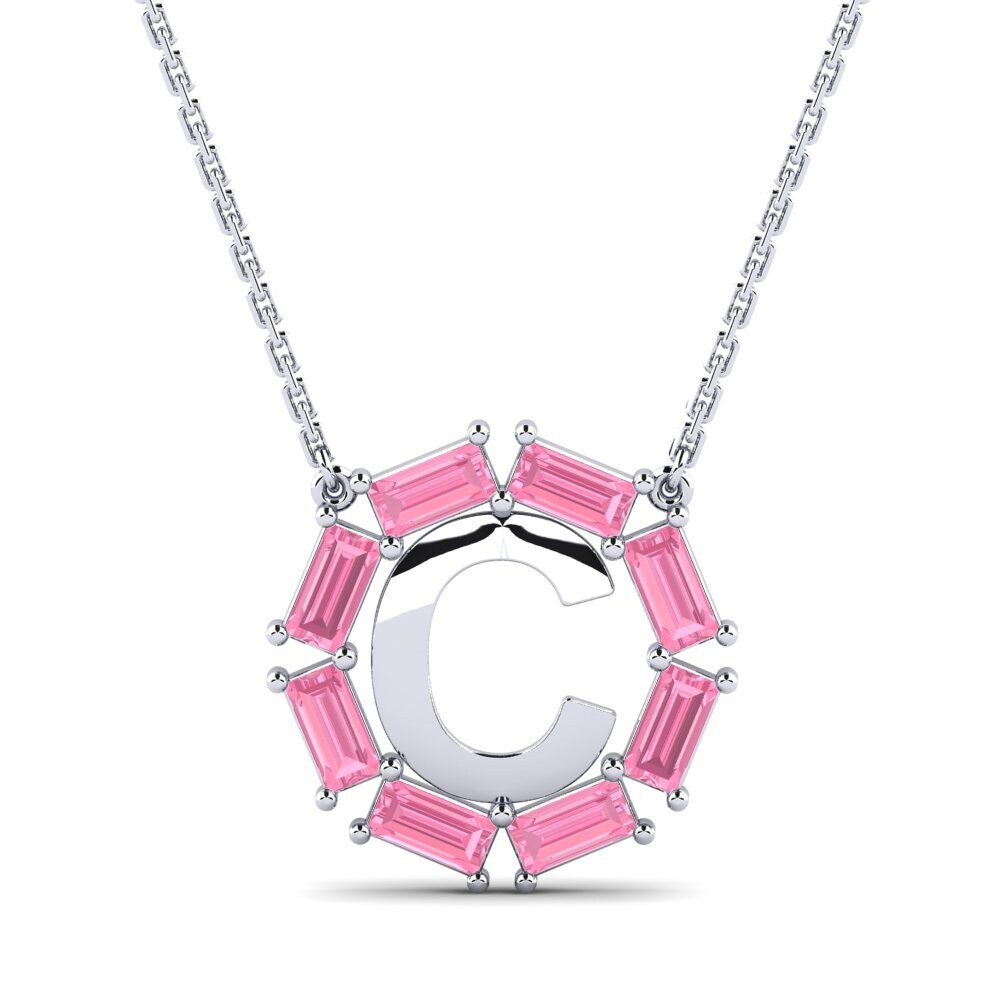Baguette Rosa Saphir Damen halskette Myrtice C