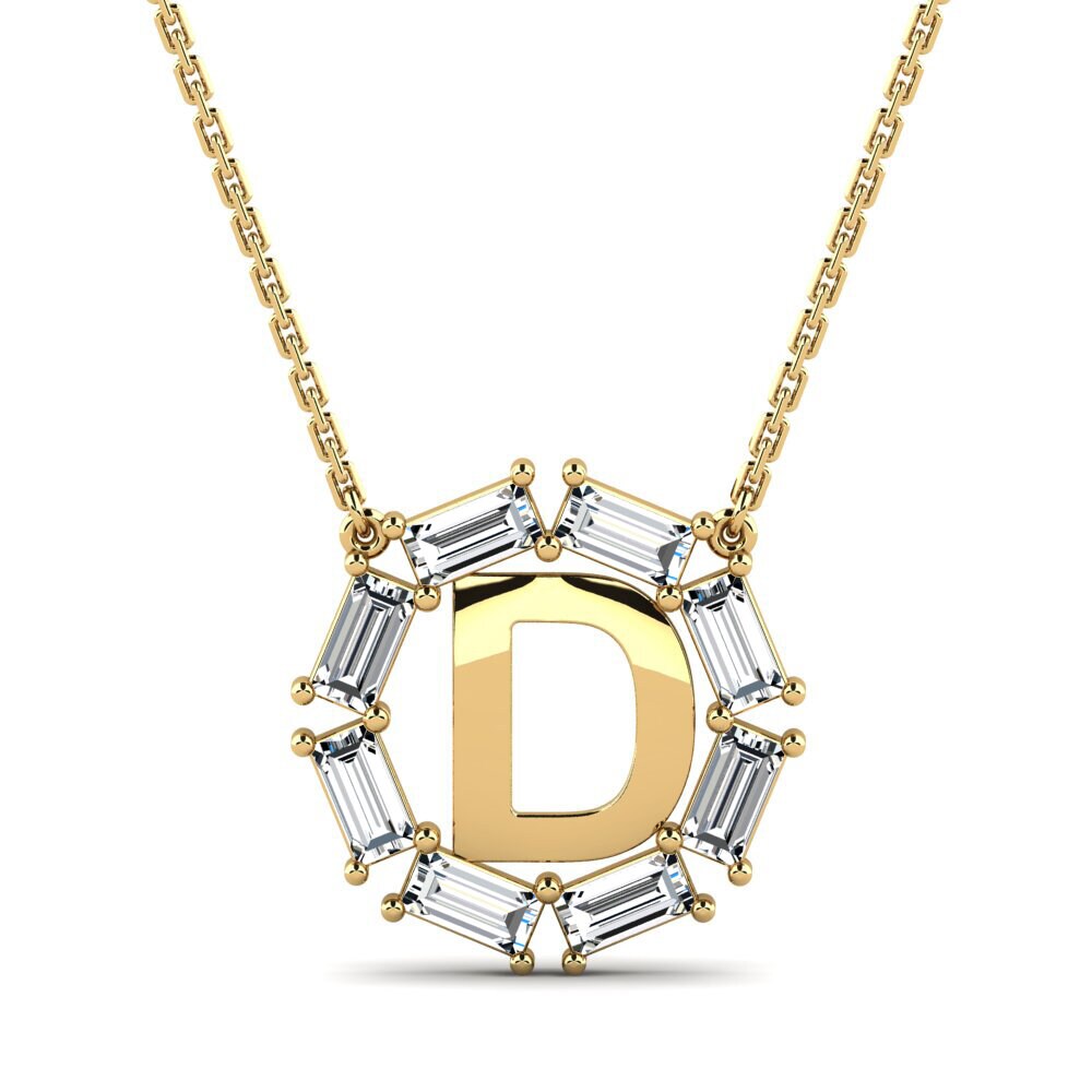 Gelbgold 585 Baguette Damen halskette Myrtice D