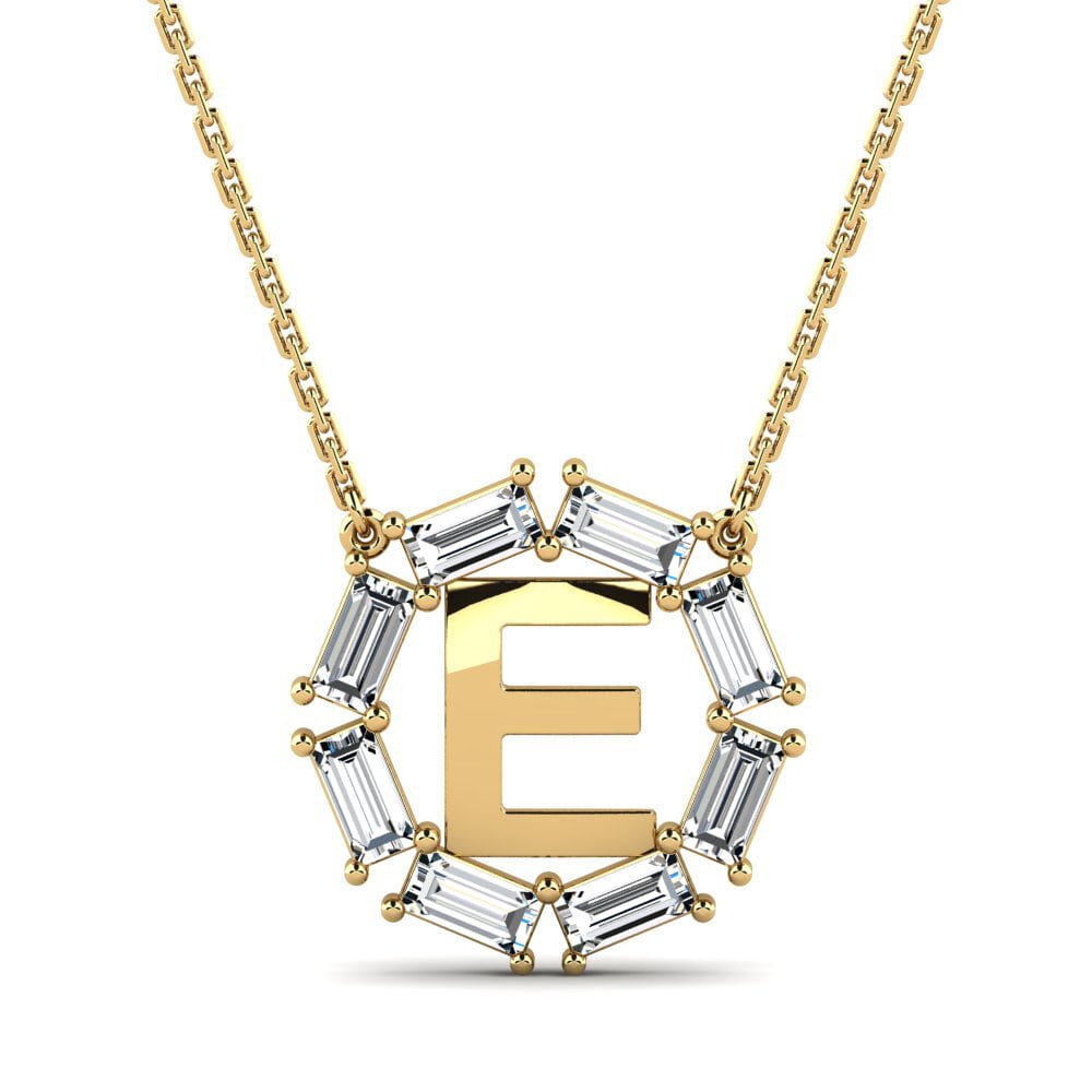 Gelbgold 585 Baguette Damen halskette Myrtice E