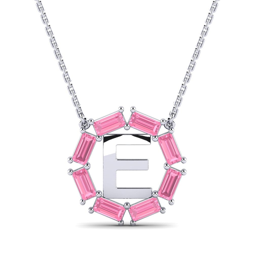 Baguette Rosa Saphir Damen halskette Myrtice E