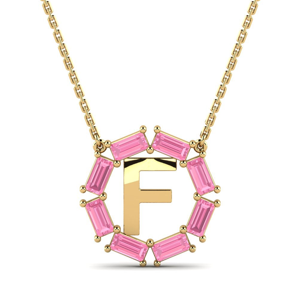 Gelbgold 750 Rosa Saphir Damen halskette Myrtice F