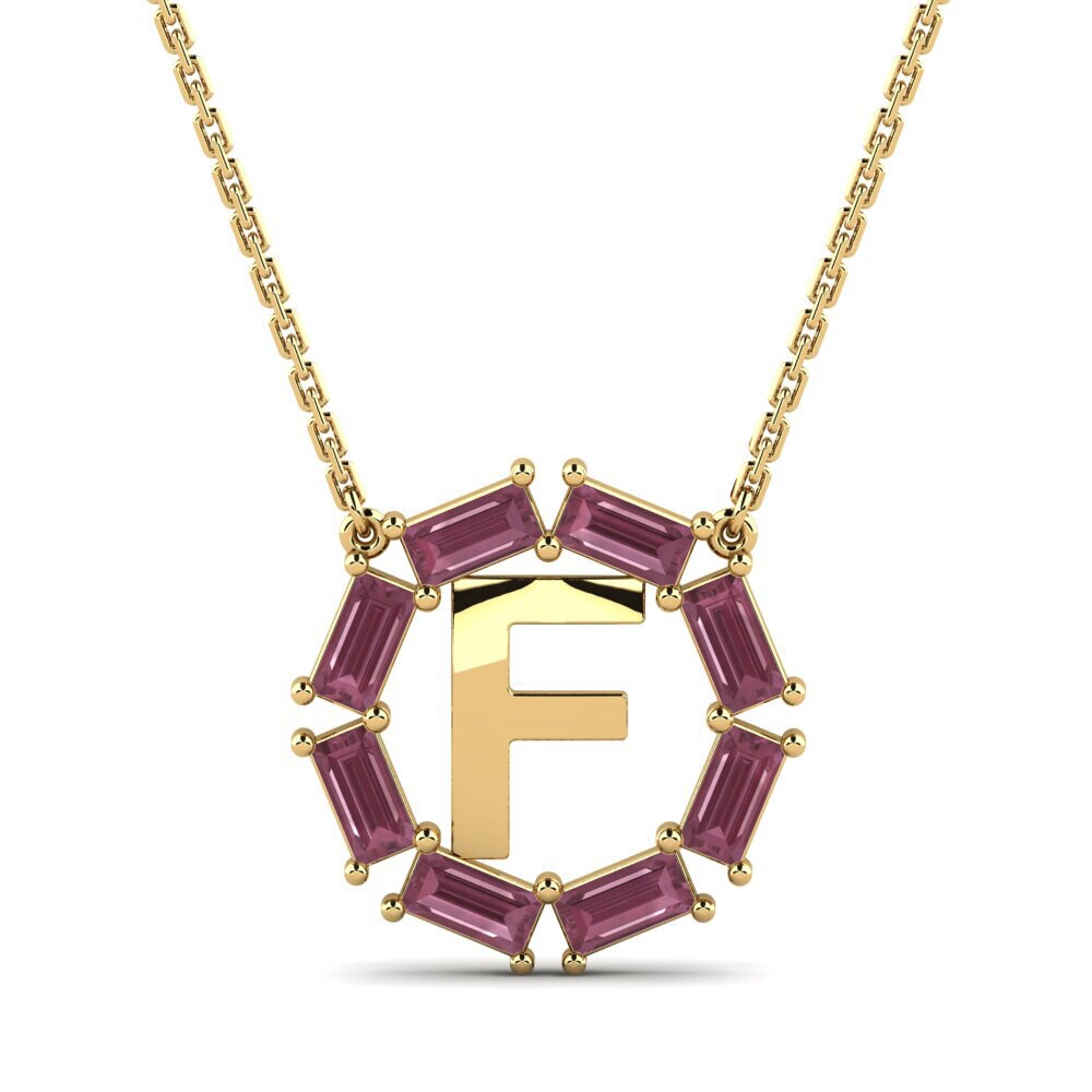 14k Oro Amarillo Granate Rhodolite Collar de Mujer Myrtice F