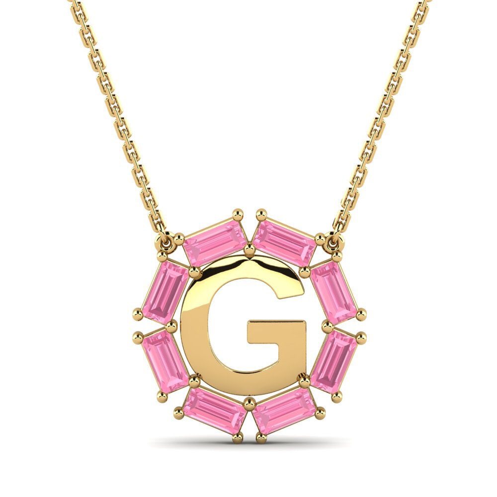 Gelbgold 750 Rosa Saphir Damen halskette Myrtice G