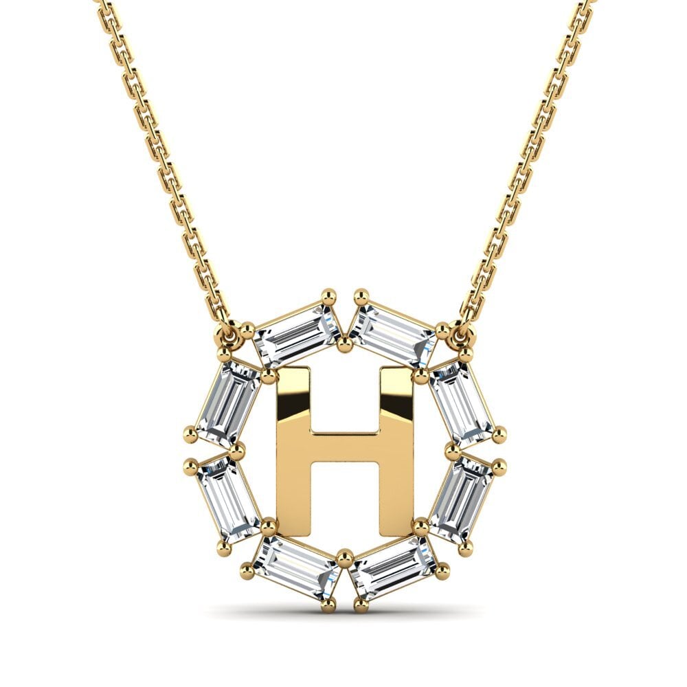 Gelbgold 585 Baguette Damen halskette Myrtice H