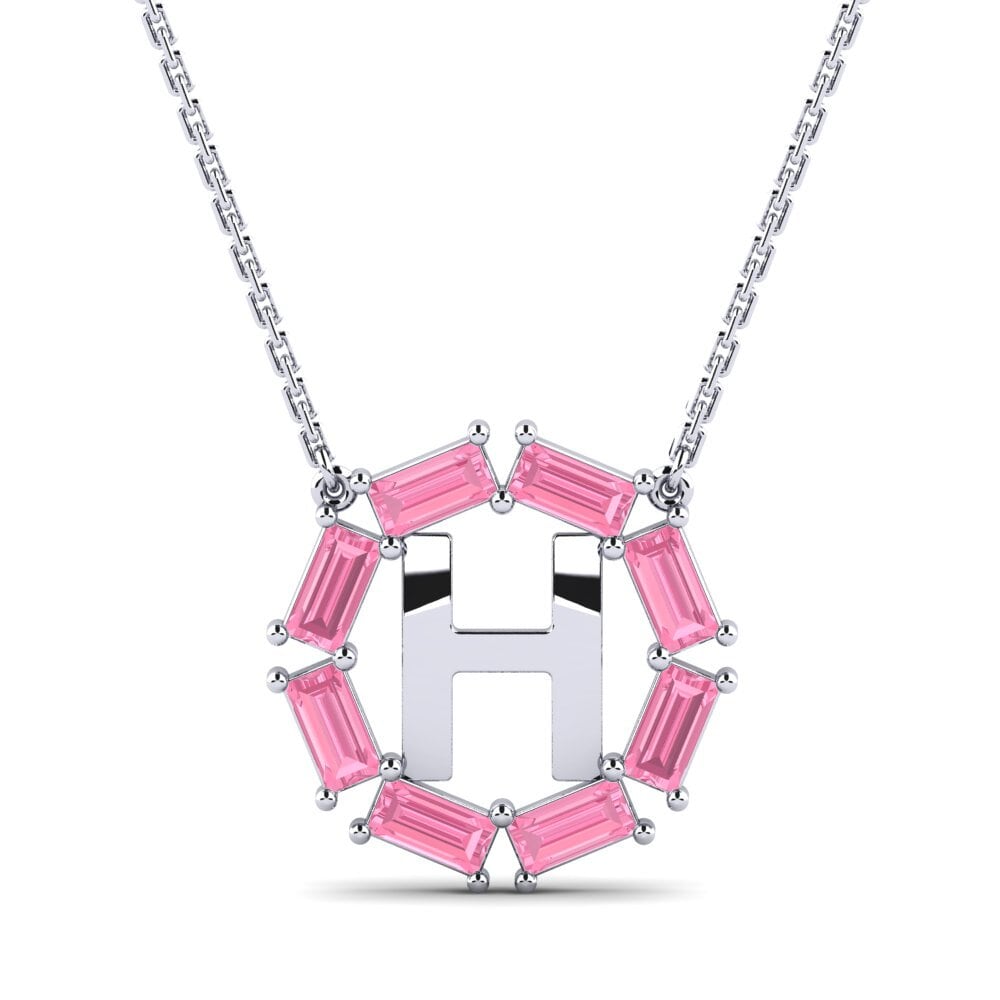 Baguette Rosa Saphir Damen halskette Myrtice H
