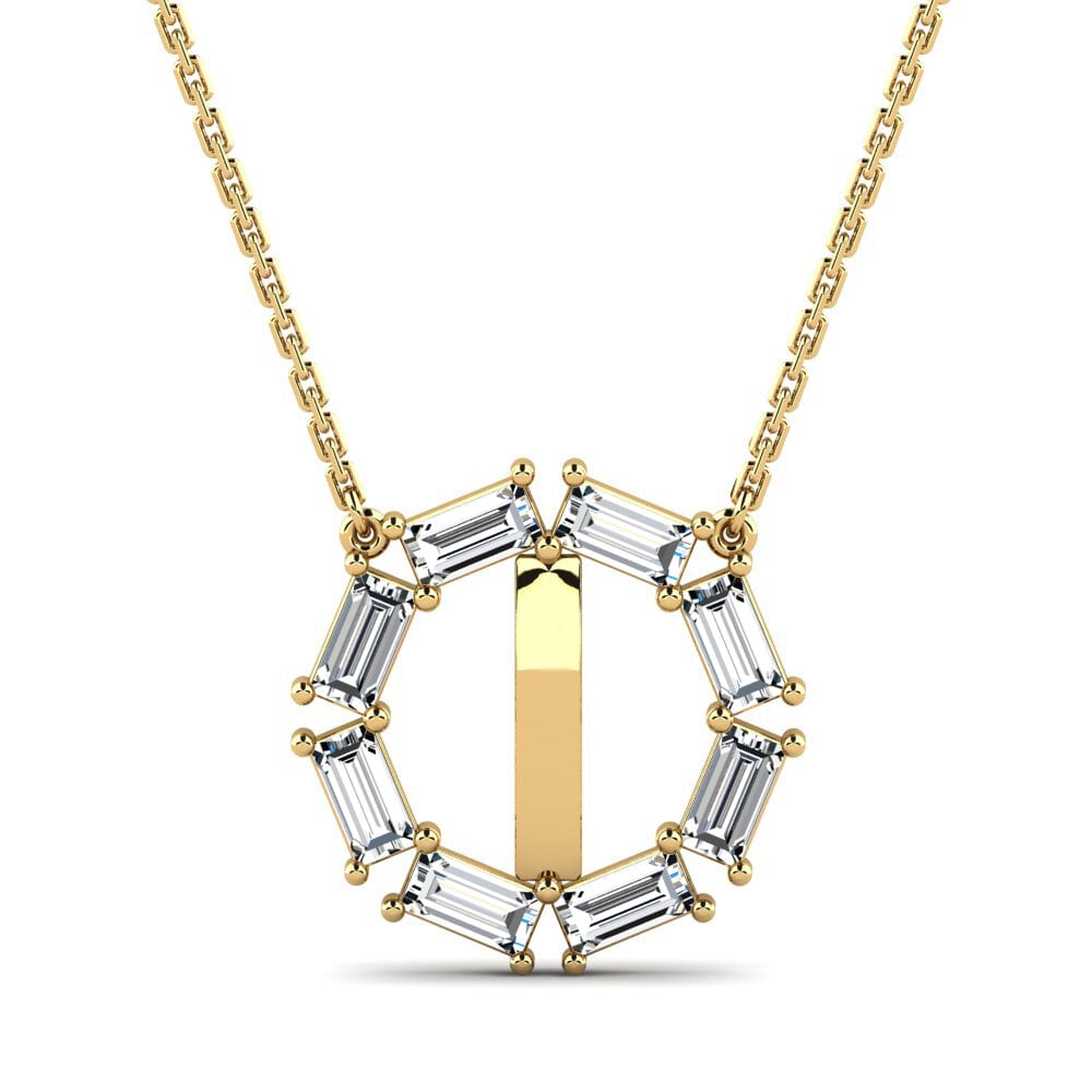 Gelbgold 585 Baguette Damen halskette Myrtice I
