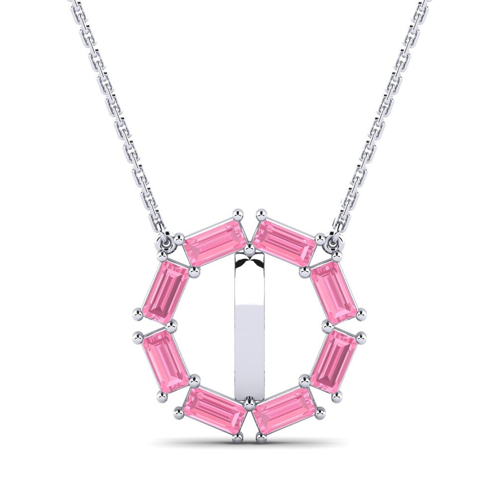 Baguette Rosa Saphir Damen halskette Myrtice I
