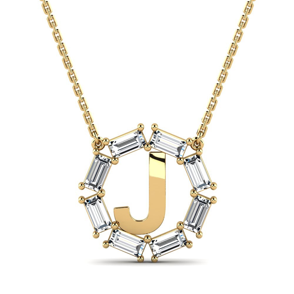 Gelbgold 585 Baguette Damen halskette Myrtice J