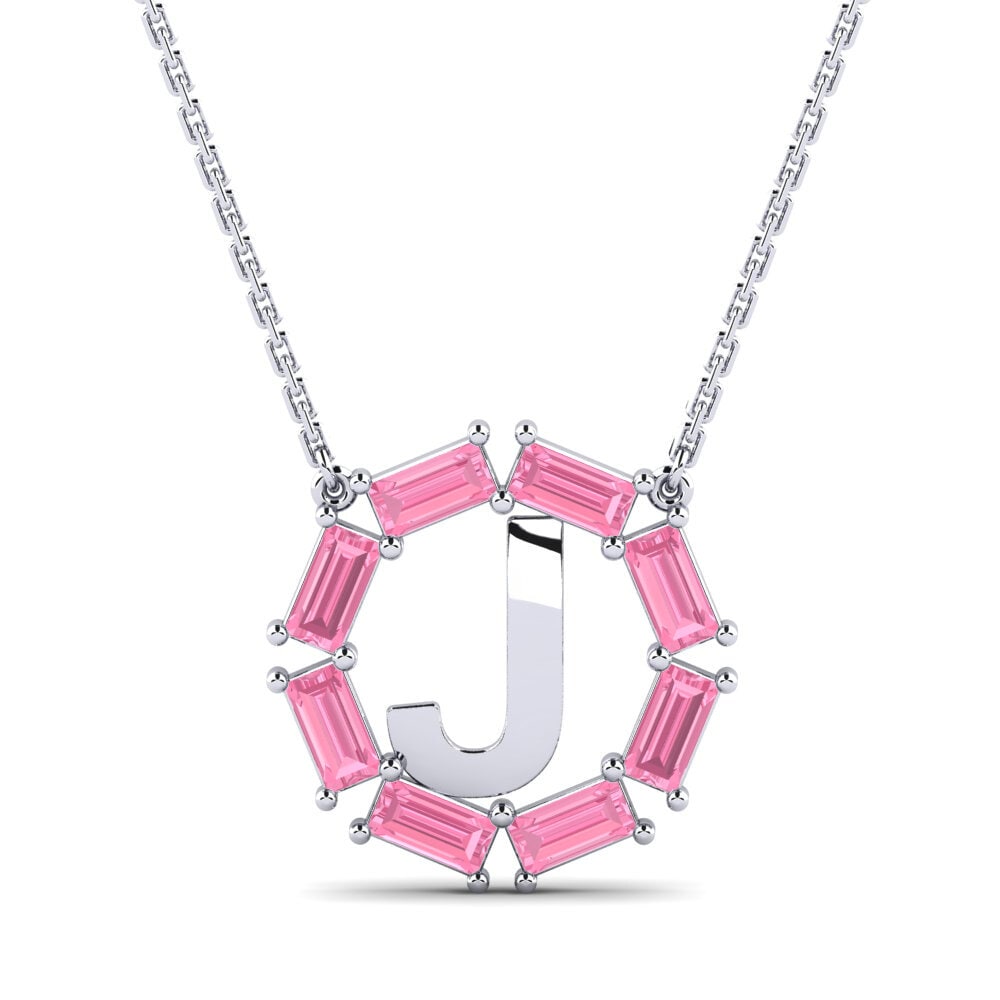 Baguette Rosa Saphir Damen halskette Myrtice J