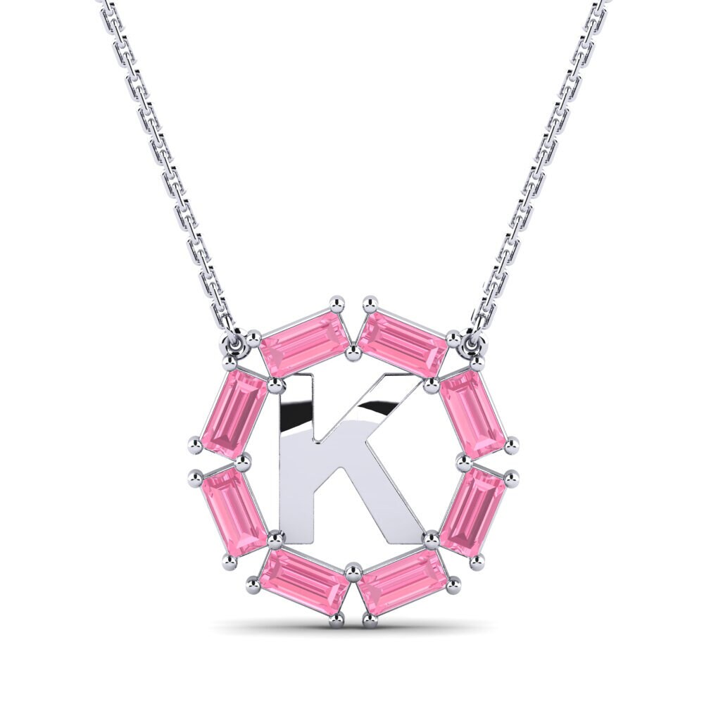 Baguette Rosa Saphir Damen halskette Myrtice K