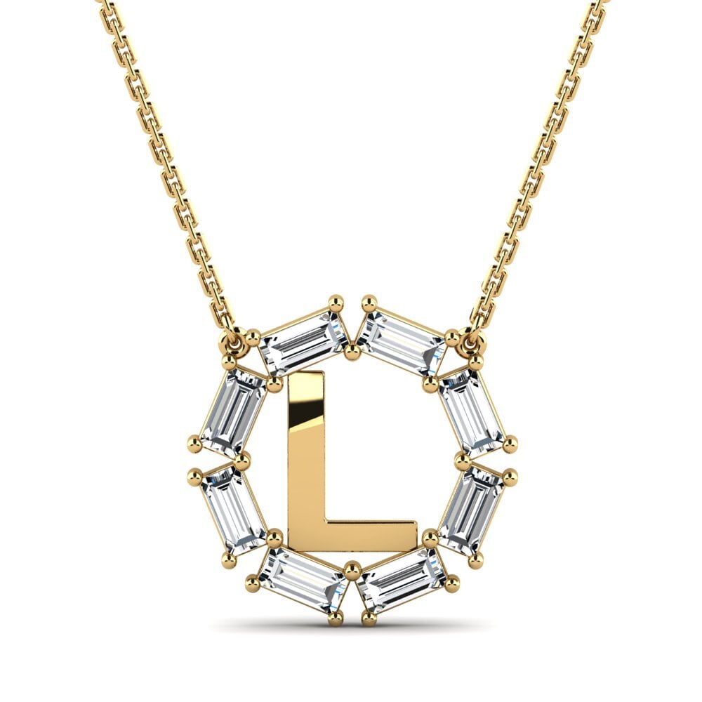Gelbgold 585 Baguette Damen halskette Myrtice L
